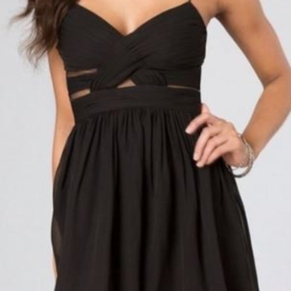Adrianna Papell Hailey Logan Black Chiffon Cocktail/Prom Dress, Size 1/2 - Picture 1 of 7